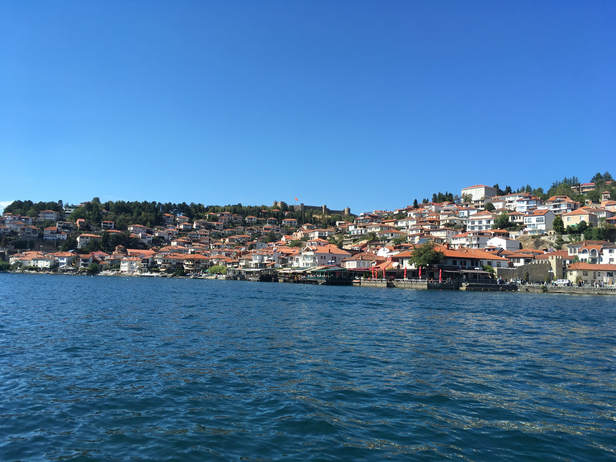 View of Ohrid from our boat